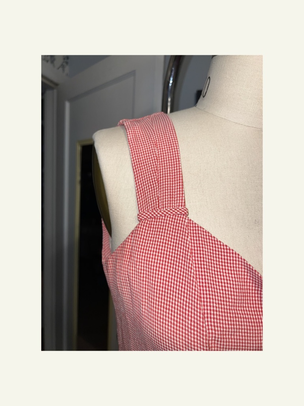 Sleeveless Red & White Button-Front Midi Dress - Picture 3 of 6
